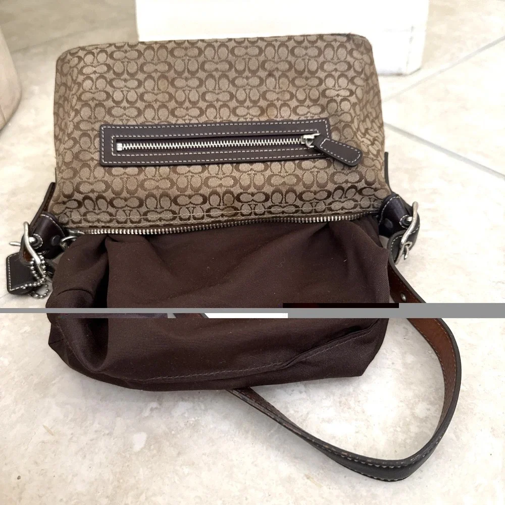 Coach MINI 6332 Vintage Demi Y2K SoHo Signature C Canvas Bag W/Leather Trim
